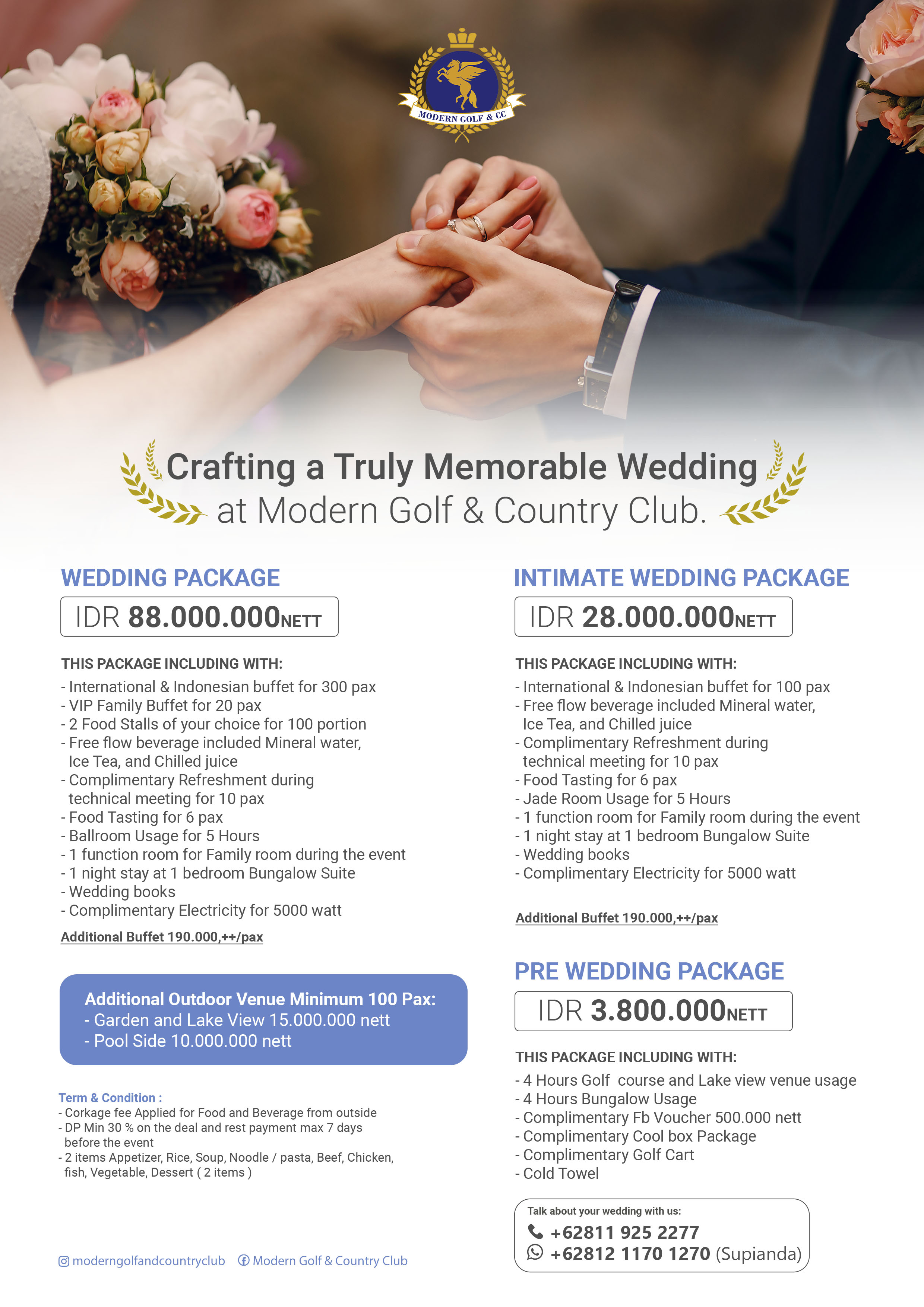 MICE and Wedding Fees & Rates